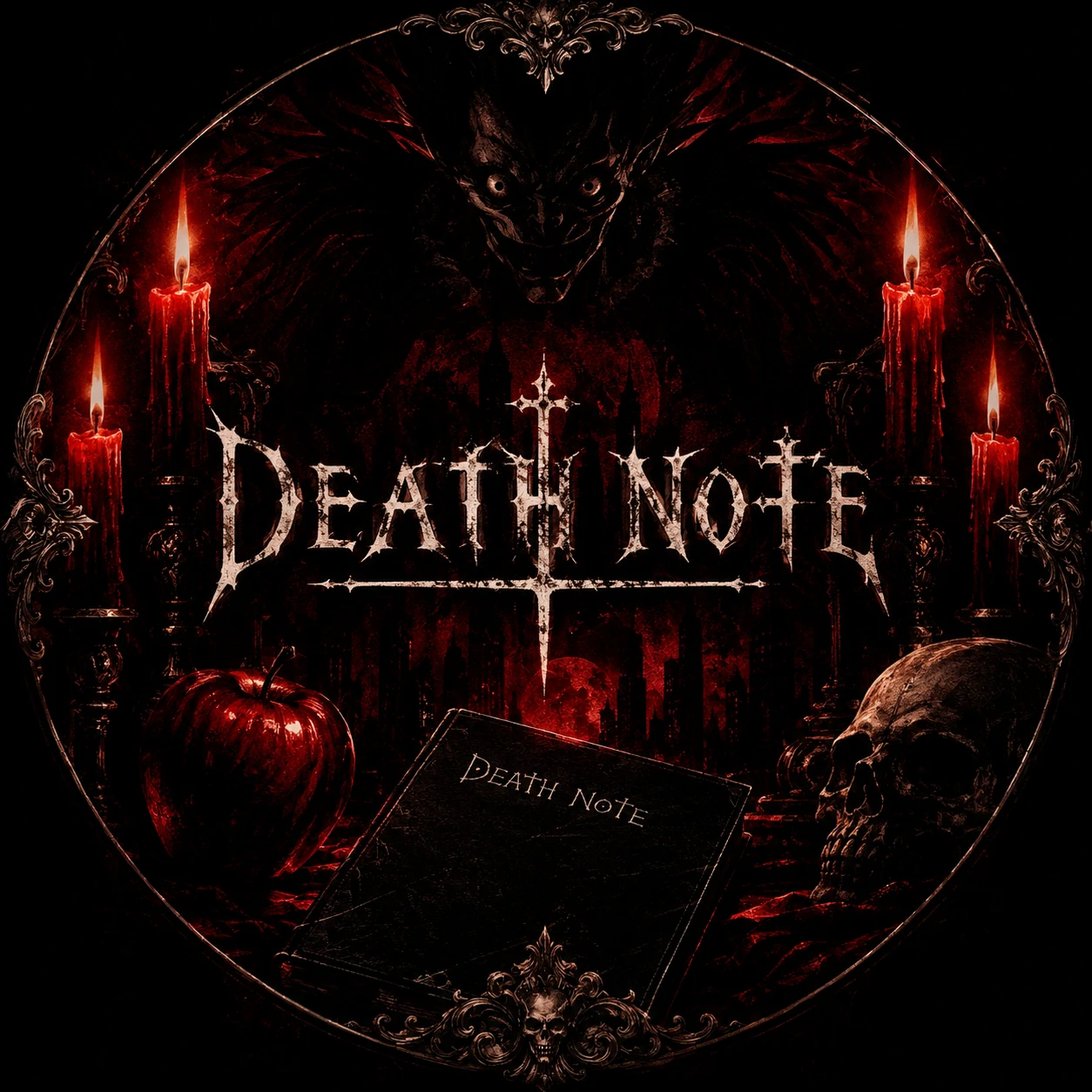 Dark Death Note PFP styled like the gothic title card lettering