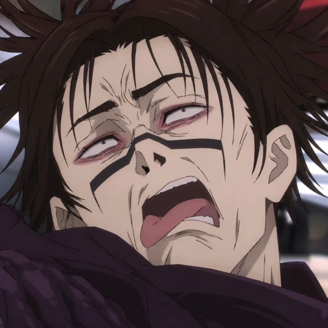 Goofy funny Choso profile picture from an awkward paused anime frame