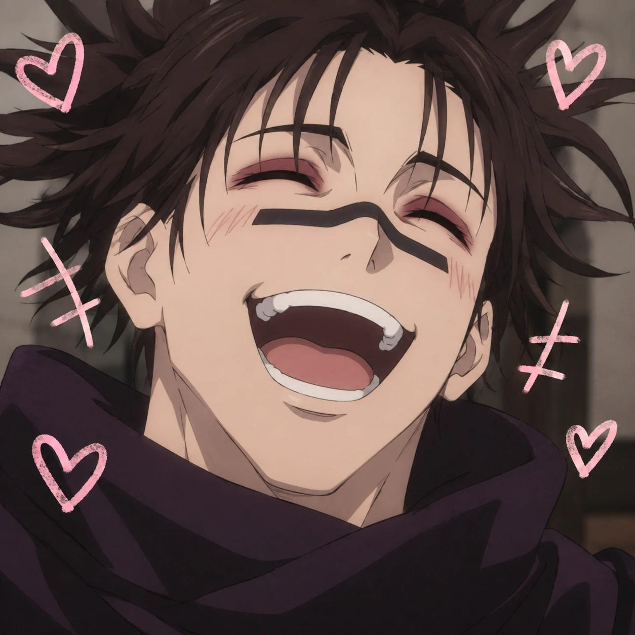 Funny Choso PFP showing him laughing with an open genuine smile