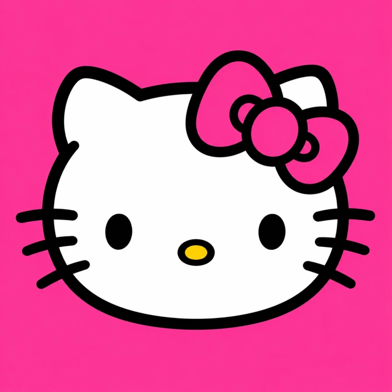 Hello Kitty Discord PFP with bold outlines and a centered face design