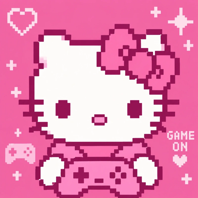 Retro pixel Hello Kitty PFP for Steam and gaming profile avatars