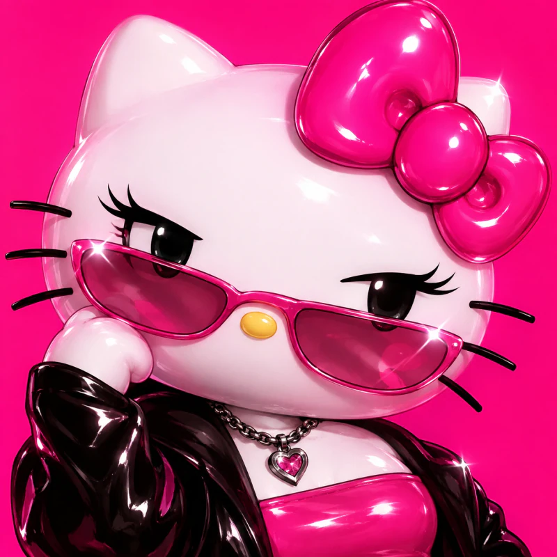 Baddie Hello Kitty TikTok PFP with glossy finish and confident expression