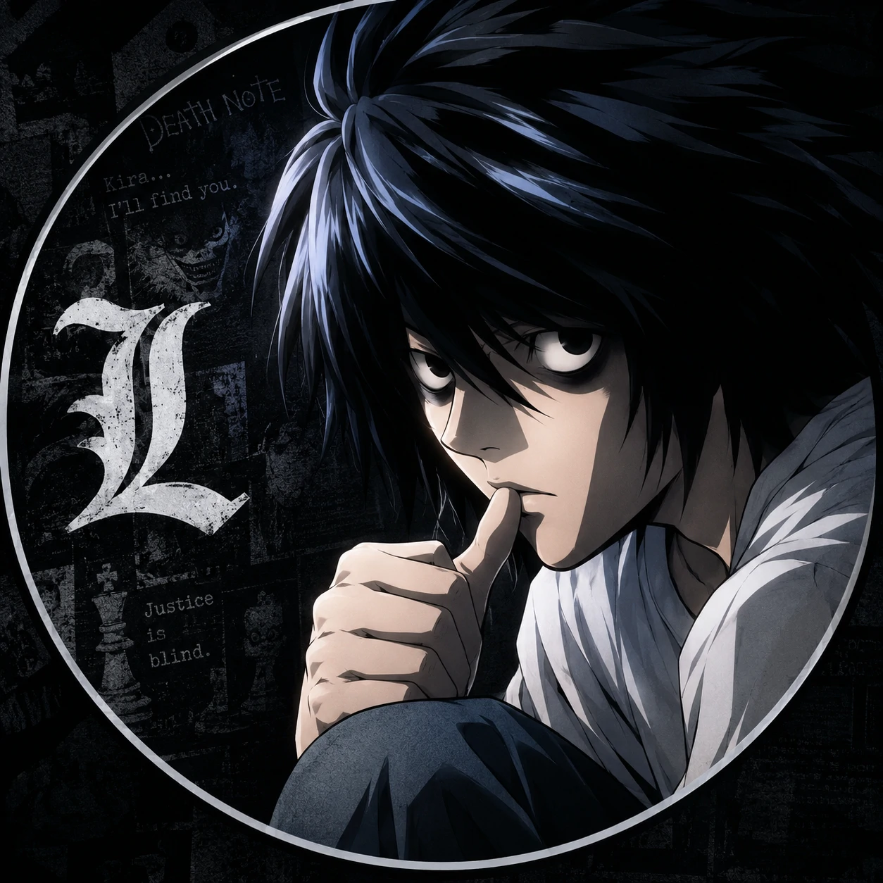 Light and L matching PFP showing L's side of the rival duo icons