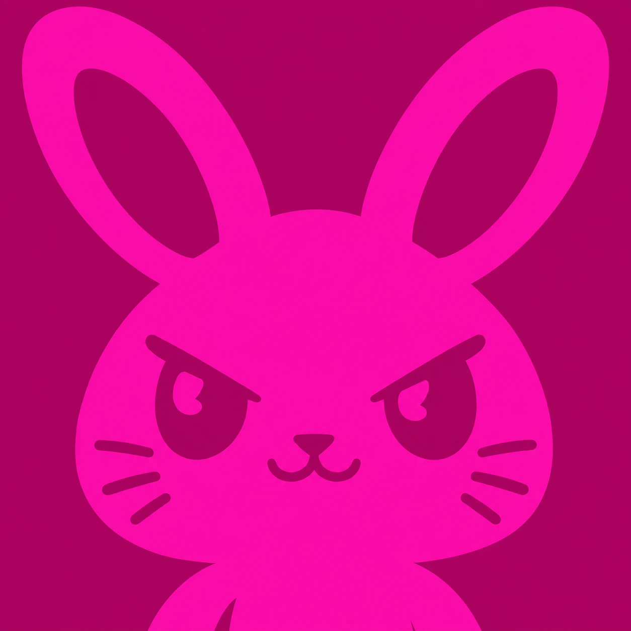 Bold hot pink bunny pfp icon on a solid magenta background