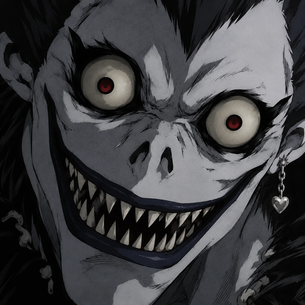 Ryuk PFP close-up of his iconic wide grin and bulging eyes