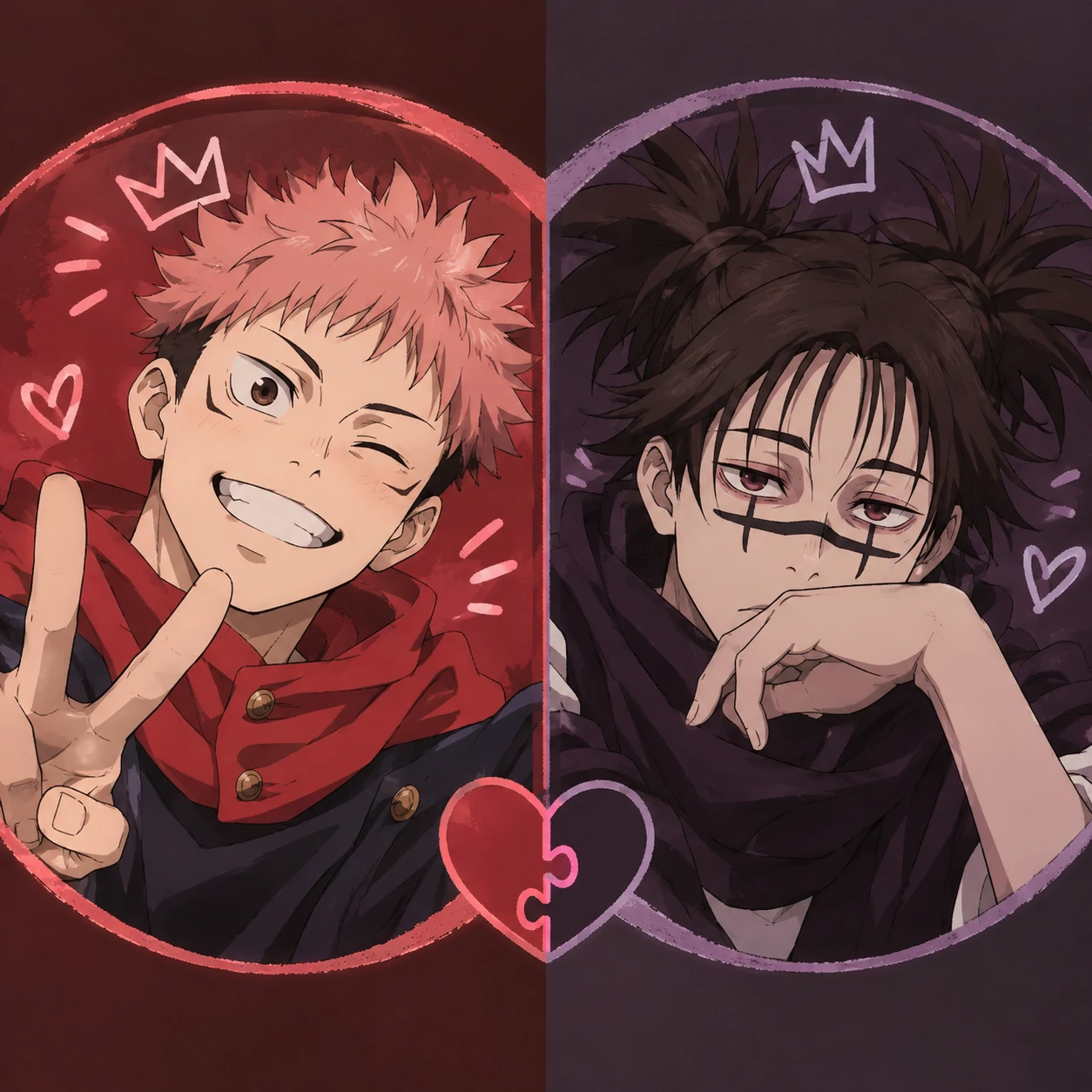 Yuji and Choso matching PFP set showing the two brothers side by side