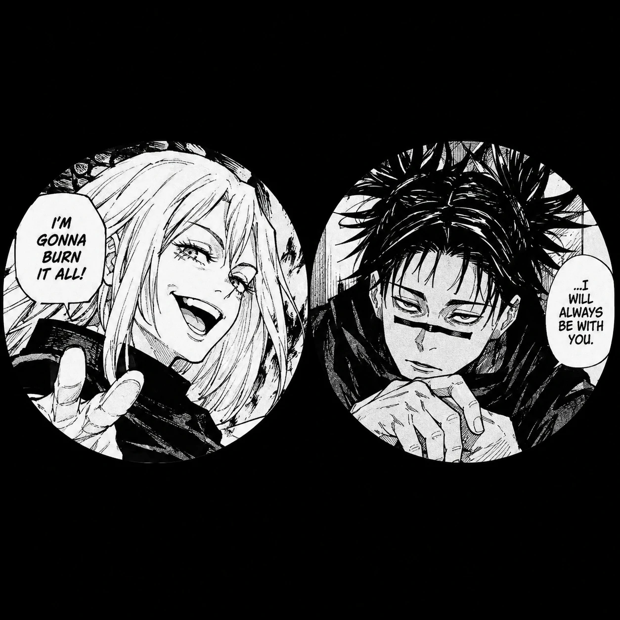 Yuki and Choso matching profile pictures taken from Jujutsu Kaisen manga panels